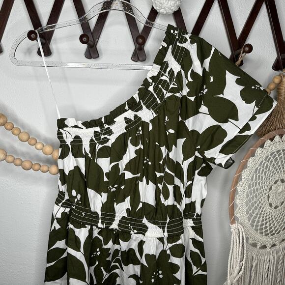 NEW J.crew One Shoulder Leafy Floral Midi Dress - Picture 1 of 8
